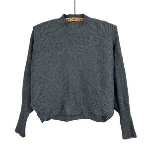 Zara Knit Womens Grey Ribbed Mockneck Cropped Sweater Small